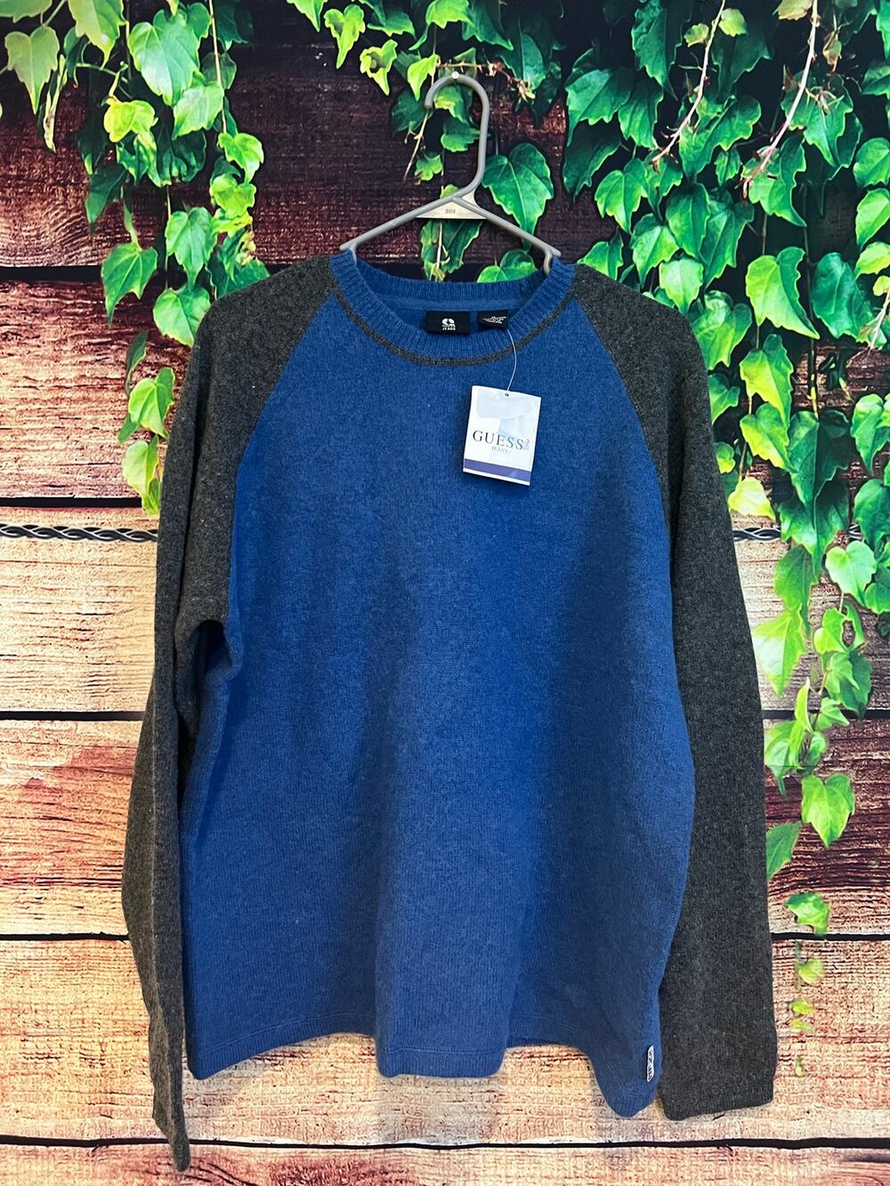 Vintage NWT Guess Crewneck Pullover Sweater Made in Thailand Lambswool Men's Med